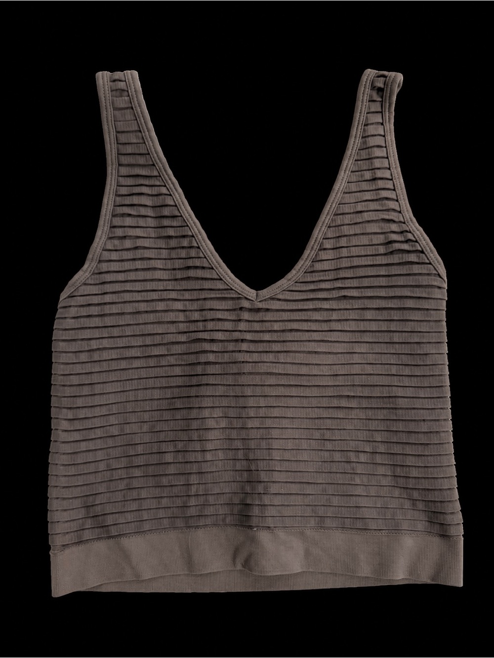 Aura Ribbed V-Neck Tank Top in Taupe
